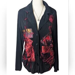 Vintage Art to Wear Patchwork Jacket Abstract Textured Whimsigoth Large